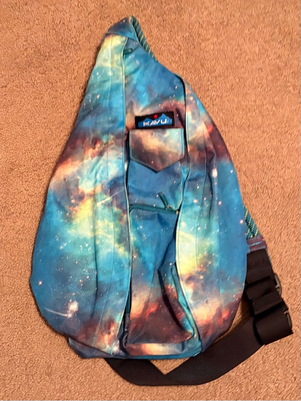 Galaxy Print Kavu Sling Backpack with Front Pocket
